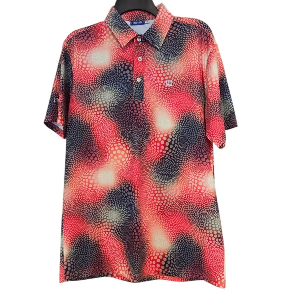 Hreski Polo Shirt Abstract Funky Print size S Golf Performance